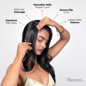 One-Side Hair Strands | Japanese Fiber | Brown | Instant Side Volume