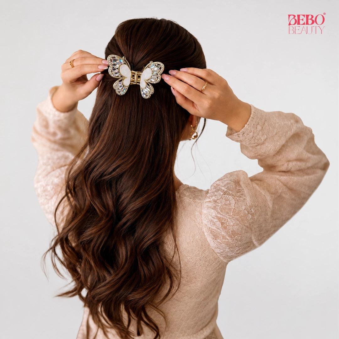 Imperial Butterfly Clutcher | Crystal Embellished | Gold Finish