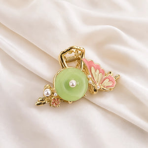 Serene Bloom Clutcher | Pearl & Butterfly Detail | Metal Finish